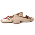 Sapato Boneca Salto Baixo Em Couro Creme Dual Confort J.gean 
