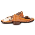 Sapato Boneca Salto Baixo Em Couro Laranja Dual Confort J.gean 