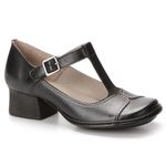 Sapato Boneca Salto Grosso Em Couro Preto Dual Comfort J.Gean FE0048/10