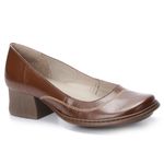 Sapato Boneca Salto Grosso Em Couro Marrom Dual Comfort J.Gean 