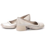 Sapato Boneca Salto Grosso Em Couro Cinza Dual Comfort J.Gean 