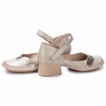 Sapato Boneca Salto Grosso Em Couro Cinza Dual Comfort J.Gean