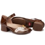 Sapato Boneca Salto Grosso Em Couro Marrom Dual Comfort J.Gean