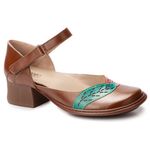 Sapato Boneca Salto Grosso Em Couro Marrom Dual Comfort J.Gean