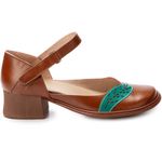 Sapato Boneca Salto Grosso Em Couro Marrom Dual Comfort J.Gean