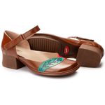 Sapato Boneca Salto Grosso Em Couro Marrom Dual Comfort J.Gean