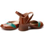 Sapato Boneca Salto Grosso Em Couro Marrom Dual Comfort J.Gean