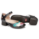 Sapato Boneca Salto Grosso Em Couro Preto Dual Comfort J.Gean FE0053/01