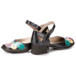 Sapato Boneca Salto Grosso Em Couro Preto Dual Comfort J.Gean FE0053/01