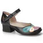 Sapato Boneca Salto Grosso Em Couro Preto Dual Comfort J.Gean FE0053/01