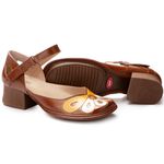 Sapato Boneca Salto Grosso Em Couro Marrom Dual Comfort J.Gean