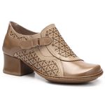 Sapato Fechado Salto Em Couro Castanho Dual Comfort J.Gean