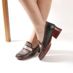 Sapato Boneca Salto Em Couro Preto Dual Comfort J.Gean