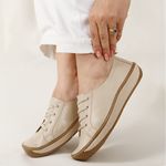 Sapatilha Tênis feminino em couro cor Ice ajuste elástico J.Gean Wave cod. FI0007