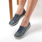 Sapatilha Tênis Feminino em Couro cor Azul Denin J.Gean Wave