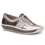 Tênis Wave Feminino em Couro Cinza Metalizado J.Gean 