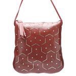 Bolsa transversal ou Tiracolo Feminina de Couro cor Wine J.Gean 