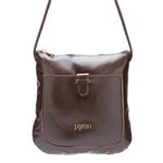 Bolsa transversal ou Tiracolo Feminina em Couro cor Café J.Gean