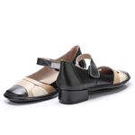 Sapato Boneca Salto Em Couro Preto Dual Confort J.gean 