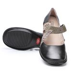 Sapato Boneca Salto Grosso Em Couro Preto .