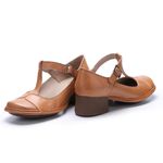 Sapato Boneca Salto Grosso Em Couro Preto Avelã Comfort J.Gean .