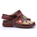Sapatilha Feminina Mule Flores J.gean Retrô Em Couro Cor Vermelho.