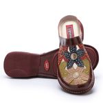 Sapatilha Feminina Mule Flores J.gean Retrô Em Couro Cor Vermelho.
