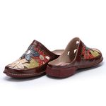 Sapatilha Feminina Mule Flores J.gean Retrô Em Couro Cor Vermelho.
