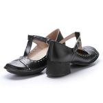 Sapato Boneca J.gean Salto Grosso Em Couro Cor Preto Sistema Dual Comfort .