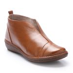 Bota anabela baixa em Couro Conhaque J.gean.
