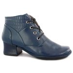 Bota Feminina Cano Curto com Salto Em Couro Navy J.gean Dual Confort cod. FR0006