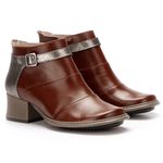 Bota Feminina New Kelly Salto Médio Em Couro Mahogany J.gean 