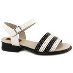 Sandália Salto Baixo J.gean Dual Confort Couro Legítimo cor Preto