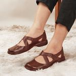 Sapatilha Feminina Exclusiva Em Couro Vinho J.gean