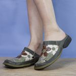 Sapatilha Mule feminina Em Couro Oliva exclusivo J.gean cod. GC0002
