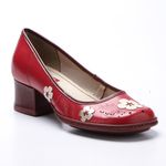 Sapato Retrô com Salto Grosso em Couro cor Carnet J.Gean 