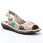 Sandália Anabela em Couro cor Areia J.Gean