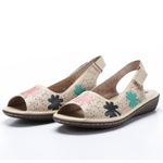 Sandália Anabela em Couro cor Areia J.Gean