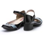 Sapato Boneca Salto Grosso em Couro cor Preto J.Gean