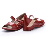 Sandália Salto Baixo em Couro cor Wine J.Gean 