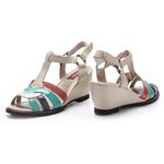 Sandália Anabela em Couro cor Areia J.Gean