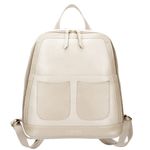 Mochila Feminina de Couro Legítimo cor Creme J.Gean 