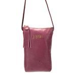 Bolsa artesanal feminina Tiracolo de Couro cor Pink J.Gean 