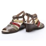 Sandália Susan Anabela em Couro cor Café J.Gean