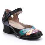 Sapato Boneca Salto Grosso em Couro cor Preto J.Gean 