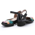 Sapato Boneca Salto Grosso em Couro cor Preto J.Gean 