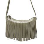 Bolsa Feminina com Franjas em Couro Verde Militar J.Gean 
