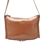 Bolsa Feminina com Franjas em Couro Marrom Conhaque J.Gean 