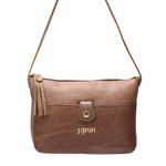 Bolsa transversal ou Tiracolo Feminina de Couro Cor Areia J.Gean .