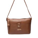 Bolsa transversal ou Tiracolo Feminina de Couro Cor Amendoa J.Gean 